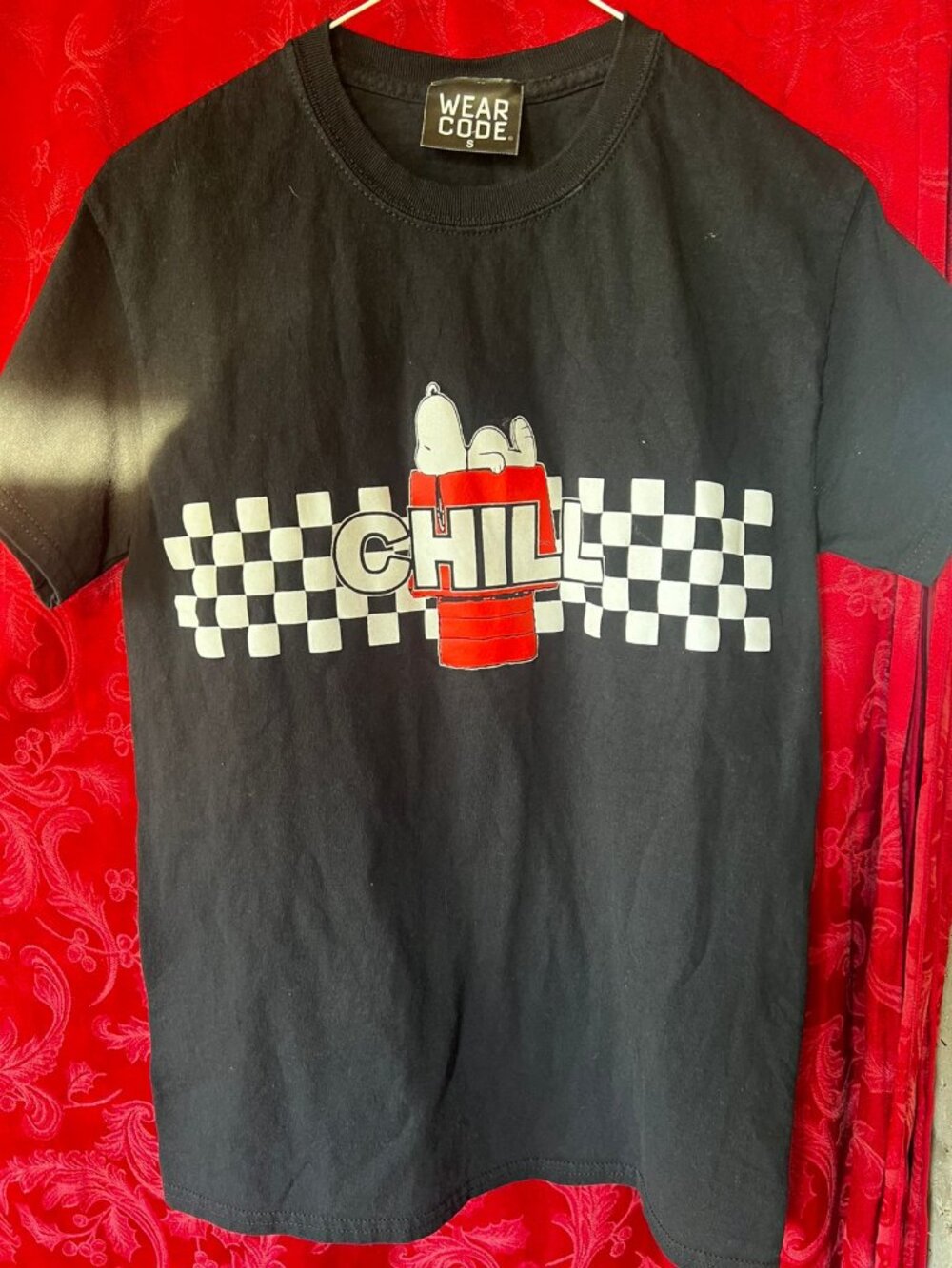 Wear Code Snoopy Peanuts Chill Checkerboard Graphic Tee - Size S